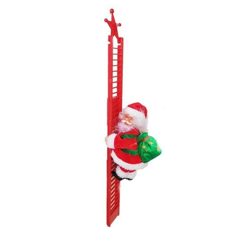 Electric Santa Climbing Ladder Christmas Indoor Outdoor Xmas Holiday Door Wall