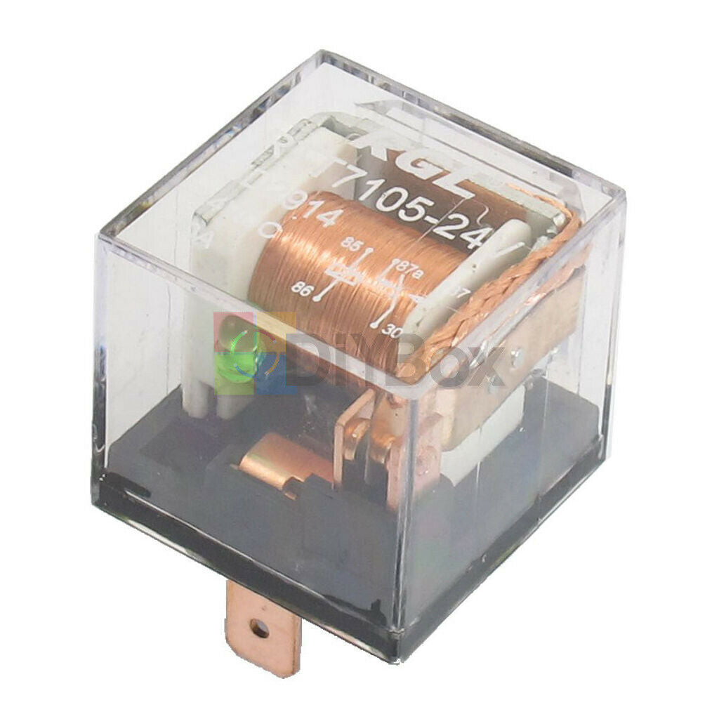 DC 12V 80A AMP 1NO 1NC SPDT 5 Pins Green Indicator Light Truck Car Relay