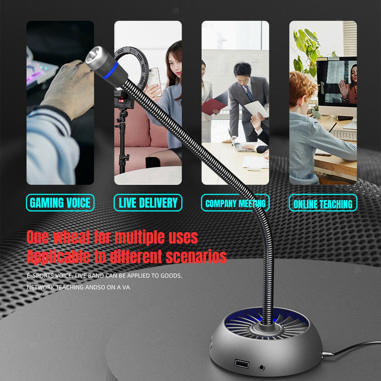 Desktop Microphone Speech Recording Mic for PC Laptop Notebook Gaming Chat