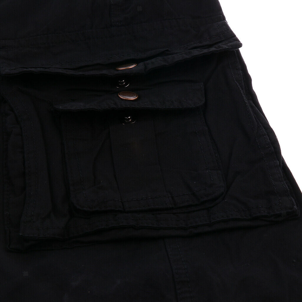Men Short Trousers Clothes Outdoor Pants with Multi-pockets 34 Black