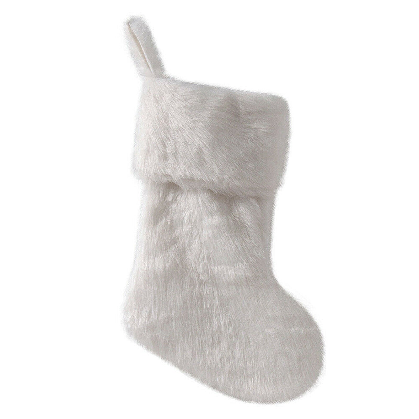 Christmas Faux Fur Short Stockings Plush Fluffy Hanging Xmas Tree Home Decor