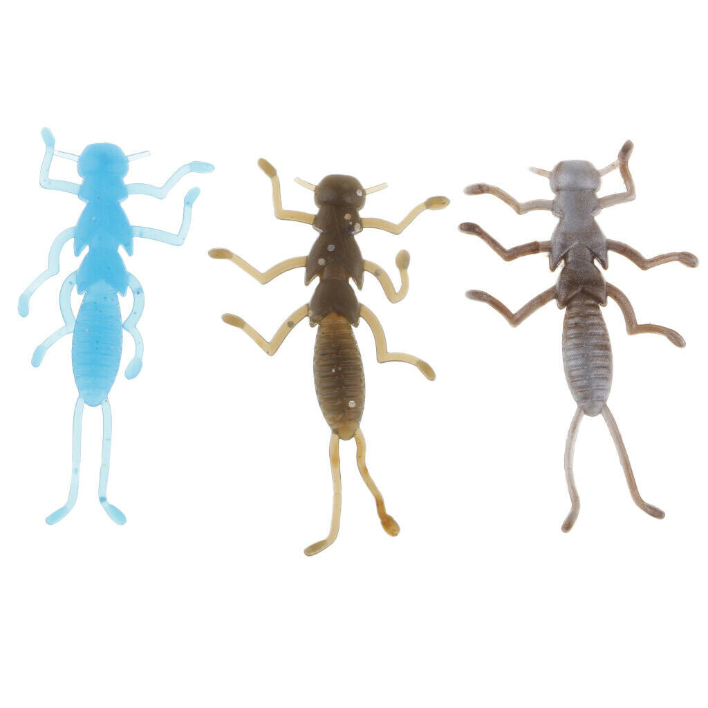 20pcs 1.4'' Rubber Stonefly Fishing Lure Insect Lure Nymph Bait Mayfly Flies