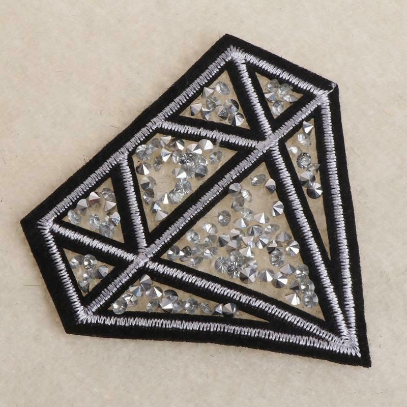2PCS Hot Drilling Diamond Parches Embroidered Iron on Patches for Clothing DIY