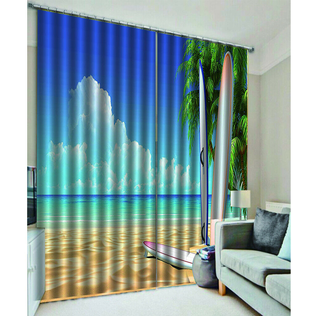 Seaside skateboard printing shade curtains for bedroom and Living Room M