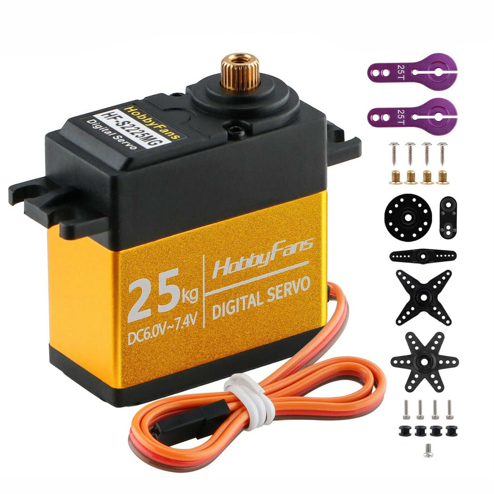 25KG Full Metal Gear High Torque Waterproof Digital Servo with 25T Servo Arm New