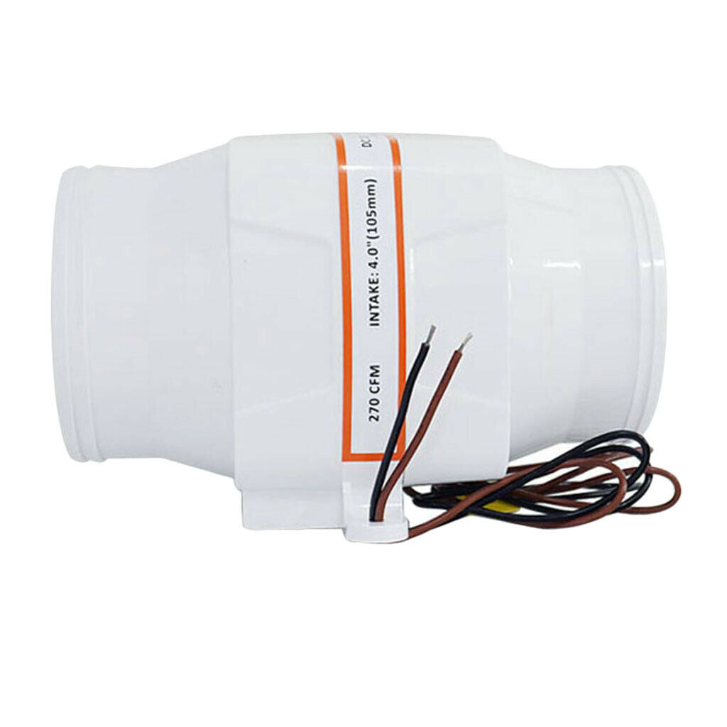 Inline Electric Bilge Air Fan For Marine Boats 4 Inch 270 CFM 12V (white)