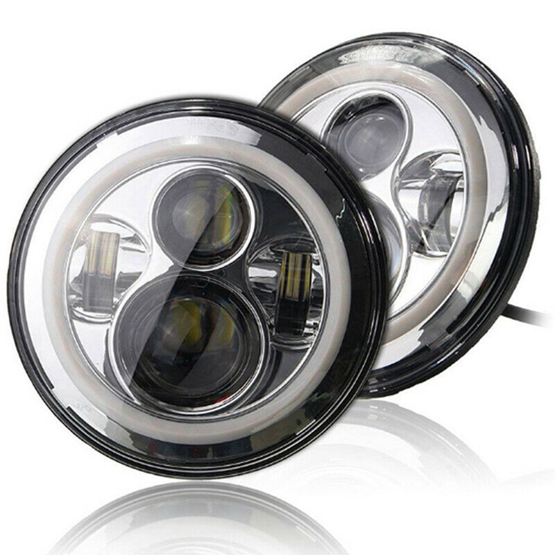1X 7Inch Round 75W LED Headlights Hi/Lo For Motorcycle 97-18 JK TJ LJ Wrangle>BD