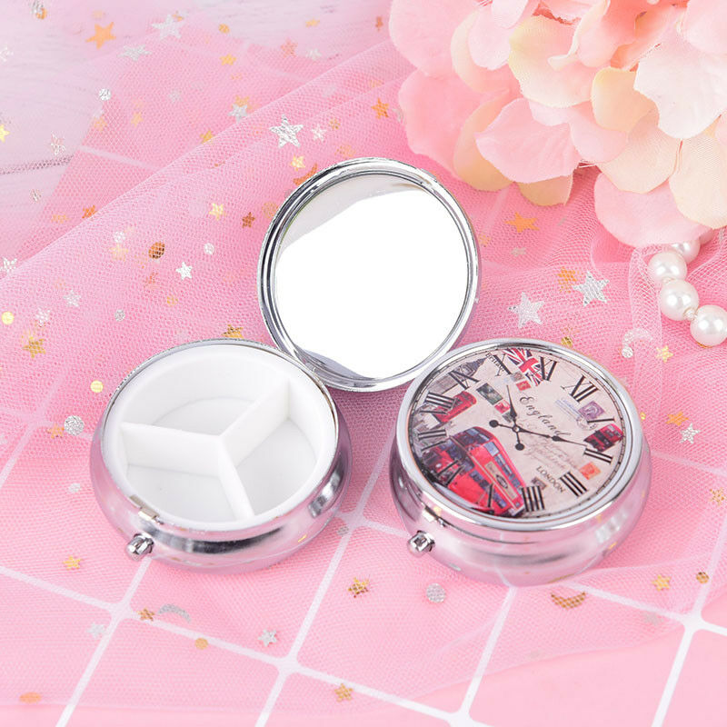 1Pc tower metal pill case medicine organizer pill box makeup storage conta.l8