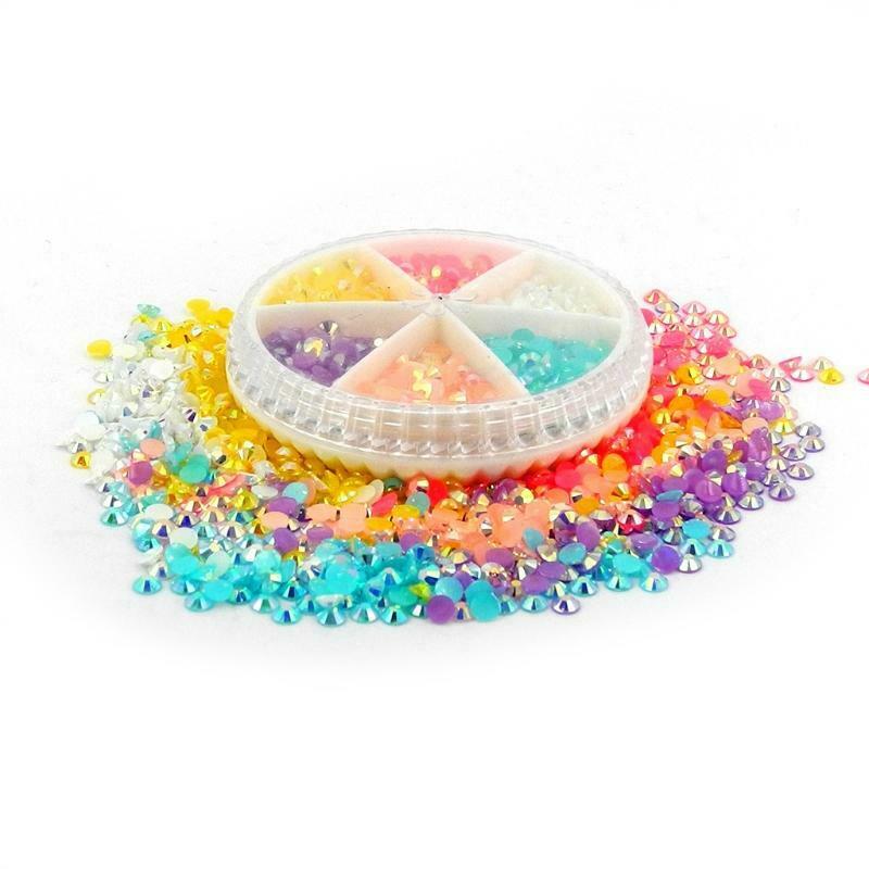 6 Grids Flatback Nail Art Decorations Multi Color for Nails Ornaments Manicure