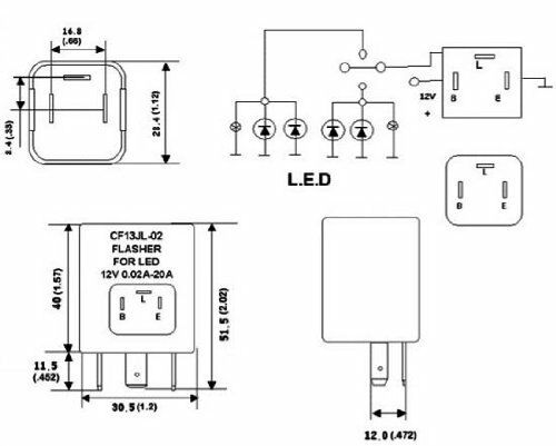 2Pcs 3-Pin CF-13 Electronic Flasher Relay Fix LED Turn Signal Light Fast Blink