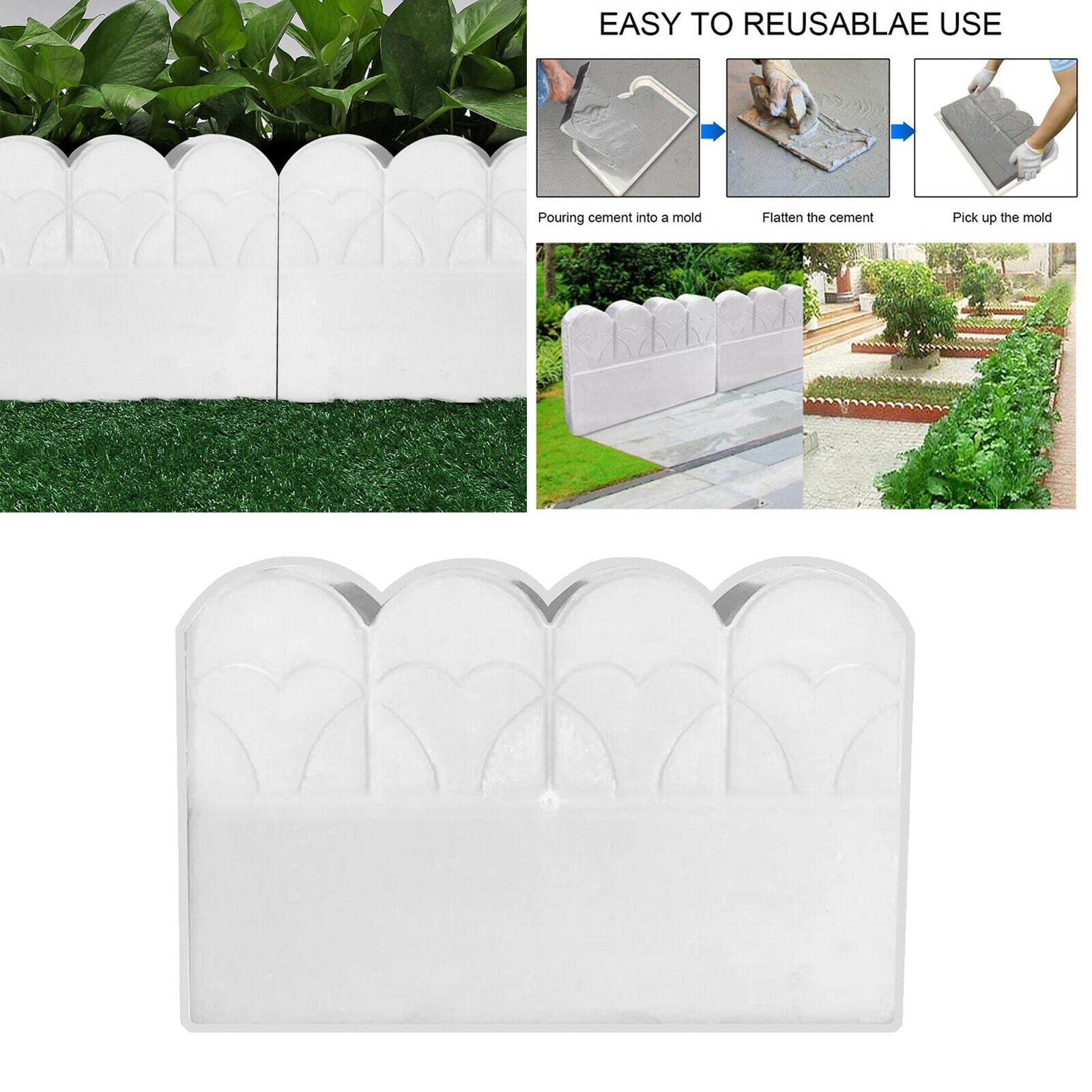 40cm Plastic Garden Fence Mould Concrete Cement Fence DIY Molds Reusable