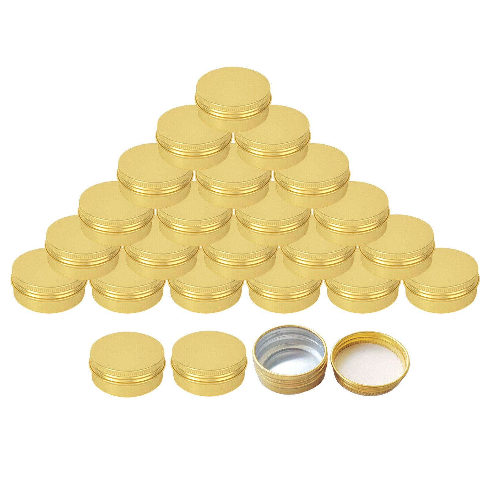 24Pcs 15ml Golden Travel Tin Cans Screw Lid Round Aluminum Metal Containers