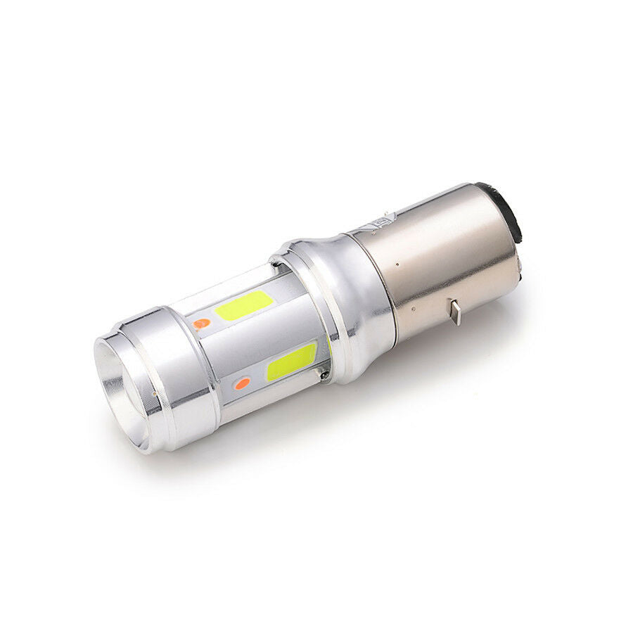 DC 12V Motorcycle Headlight Bulb BA20D Dual Color LED COB Hi/Lo Lamp Fog Light