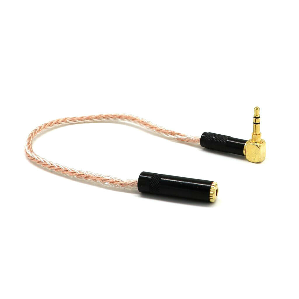 20cm Elbow 3.5mm Male to Female Stereo Extension Audio Adapter Cable clear