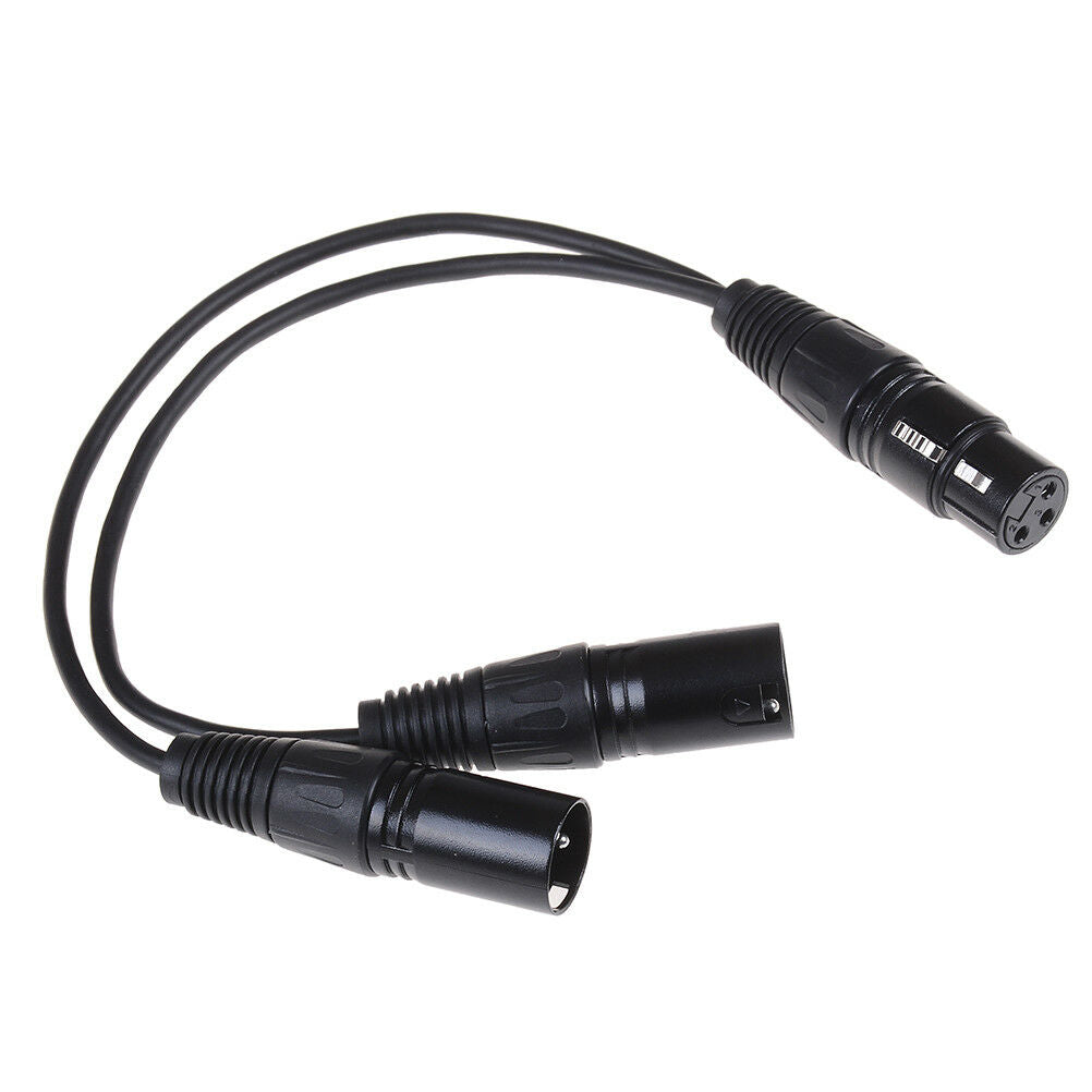 3pin xlr female jack to dual 2 male plug Y splitter cable adaptor 0. cord.l8