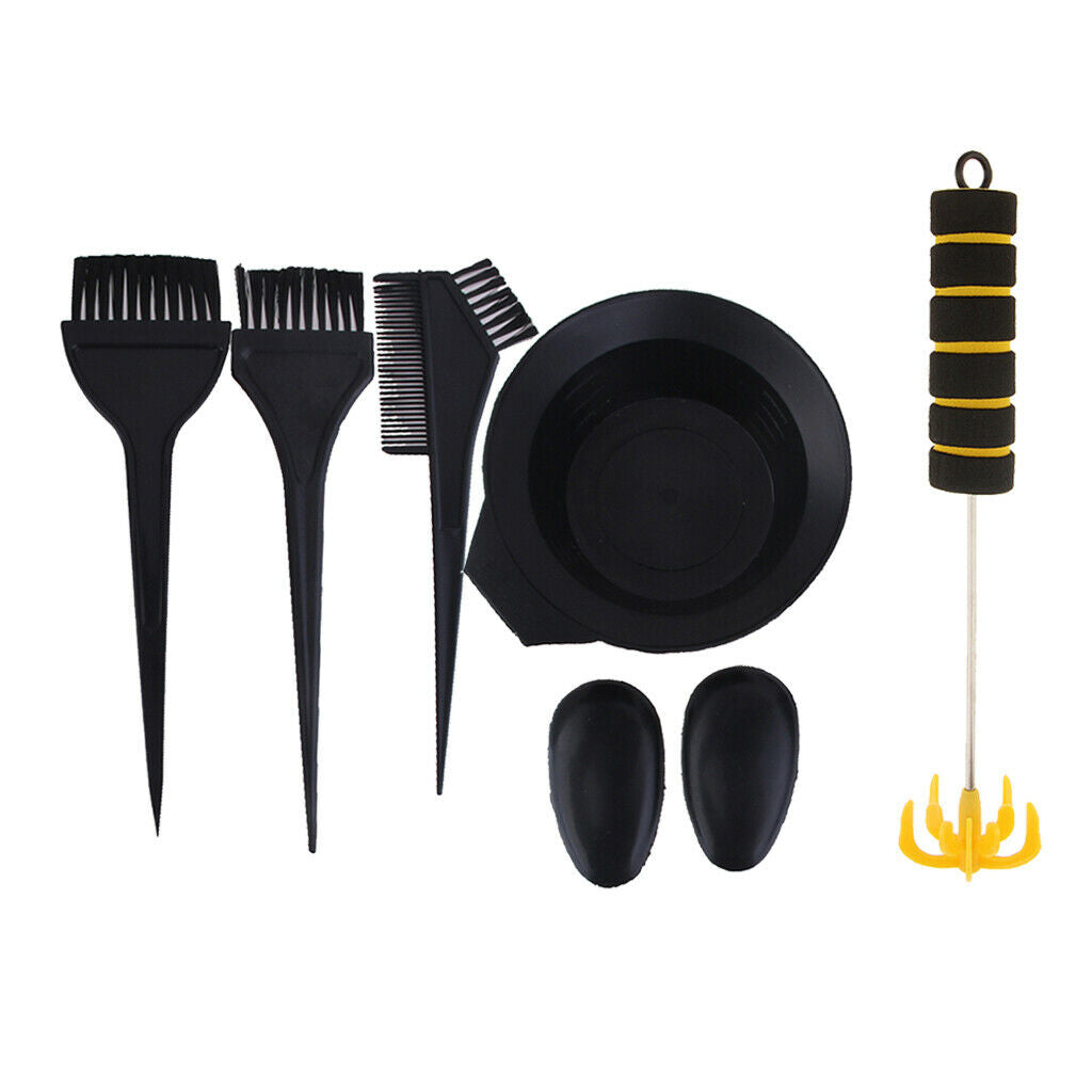 7Pcs Salon Hair Coloring Bowl Comb Brush Dye Stirrer Ear Cover Hairdressing