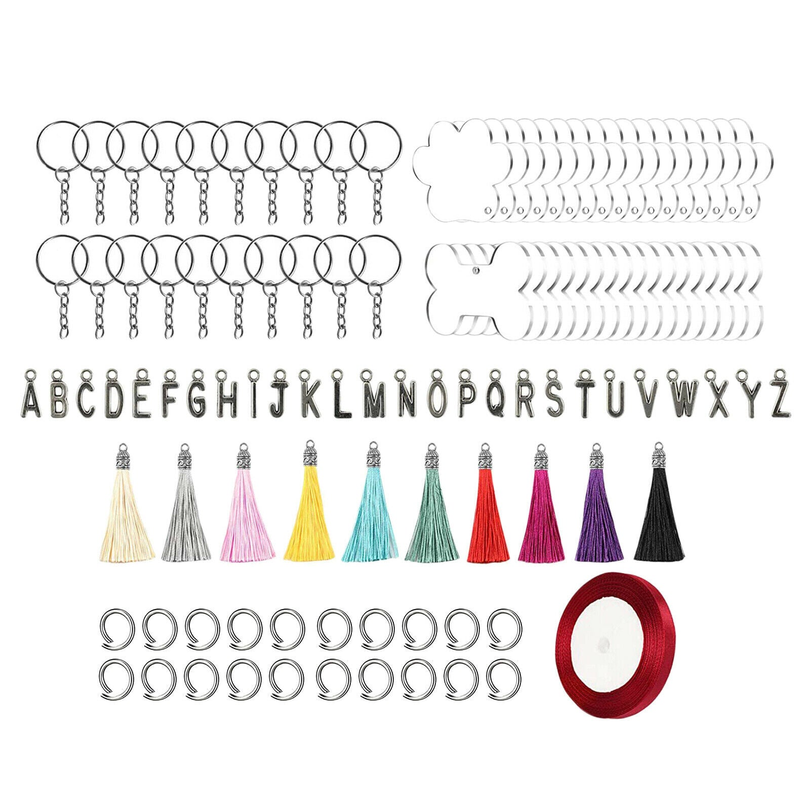 120 cs acrylic key ring blank set including key ring with