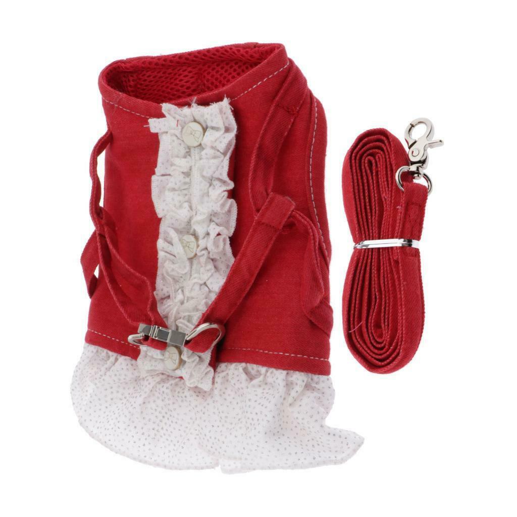 Pet Dog Harness Leash Pet Costume Clothes for Small Pet Cat Puppy Red-XS
