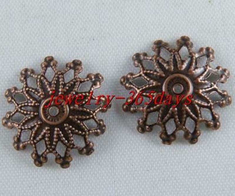 250pcs Copper Plated Nice Flower Bead Caps 17x4mm s173