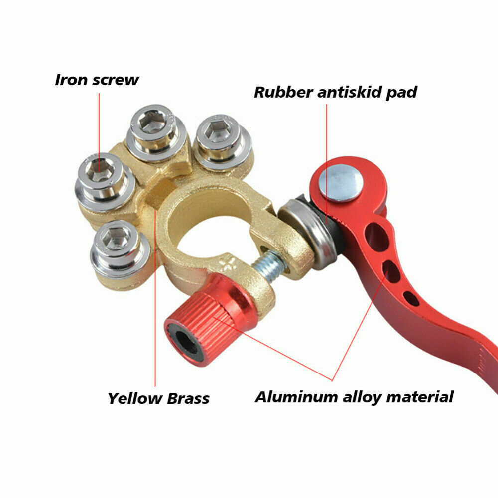 2PCS 4-Way Car Battery Terminals Connector Clamps Quick Release Clamp Disconnect