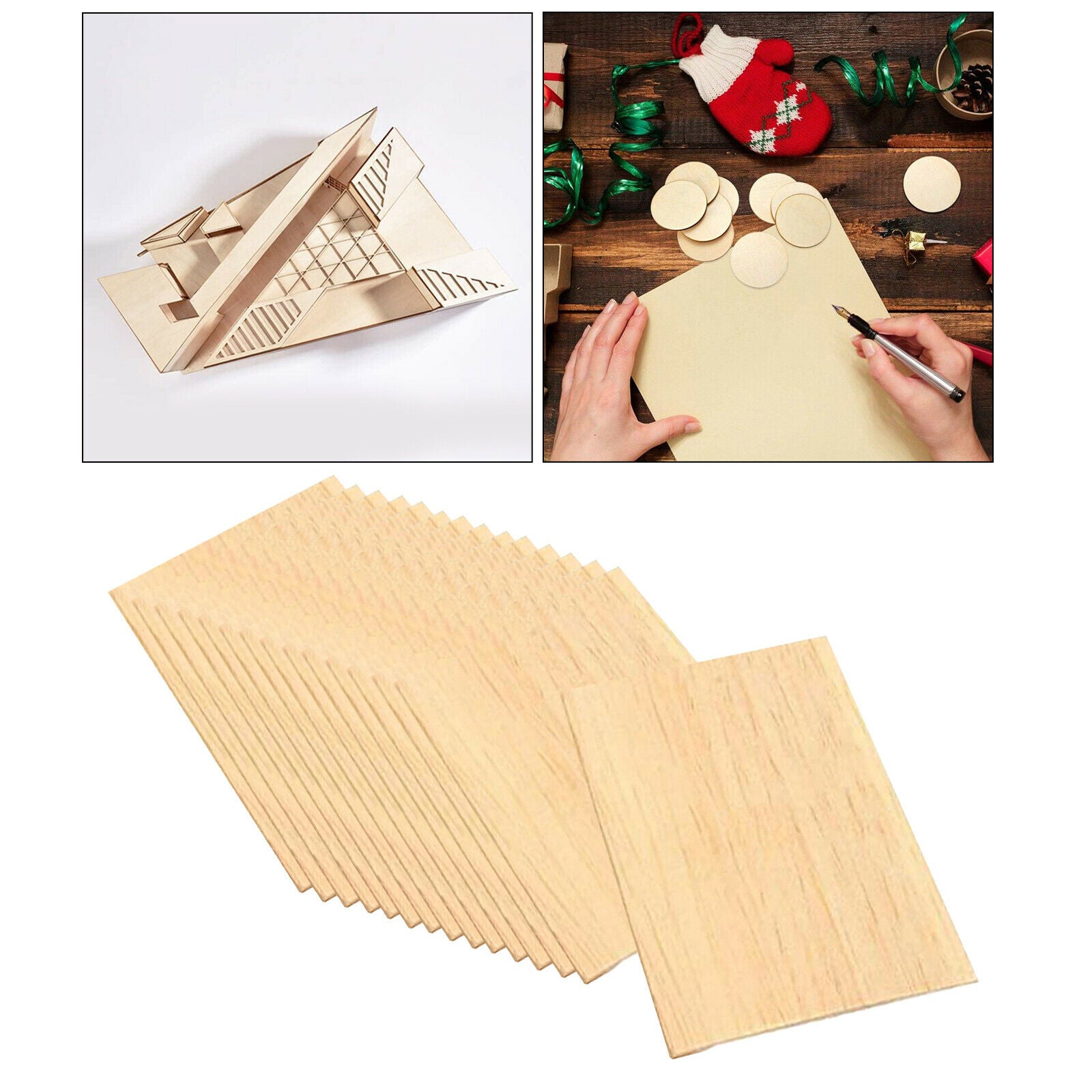 15Pieces Blank Wood Square Slices Unfinished Wooden MDF Cutout Shapes Wood Craft