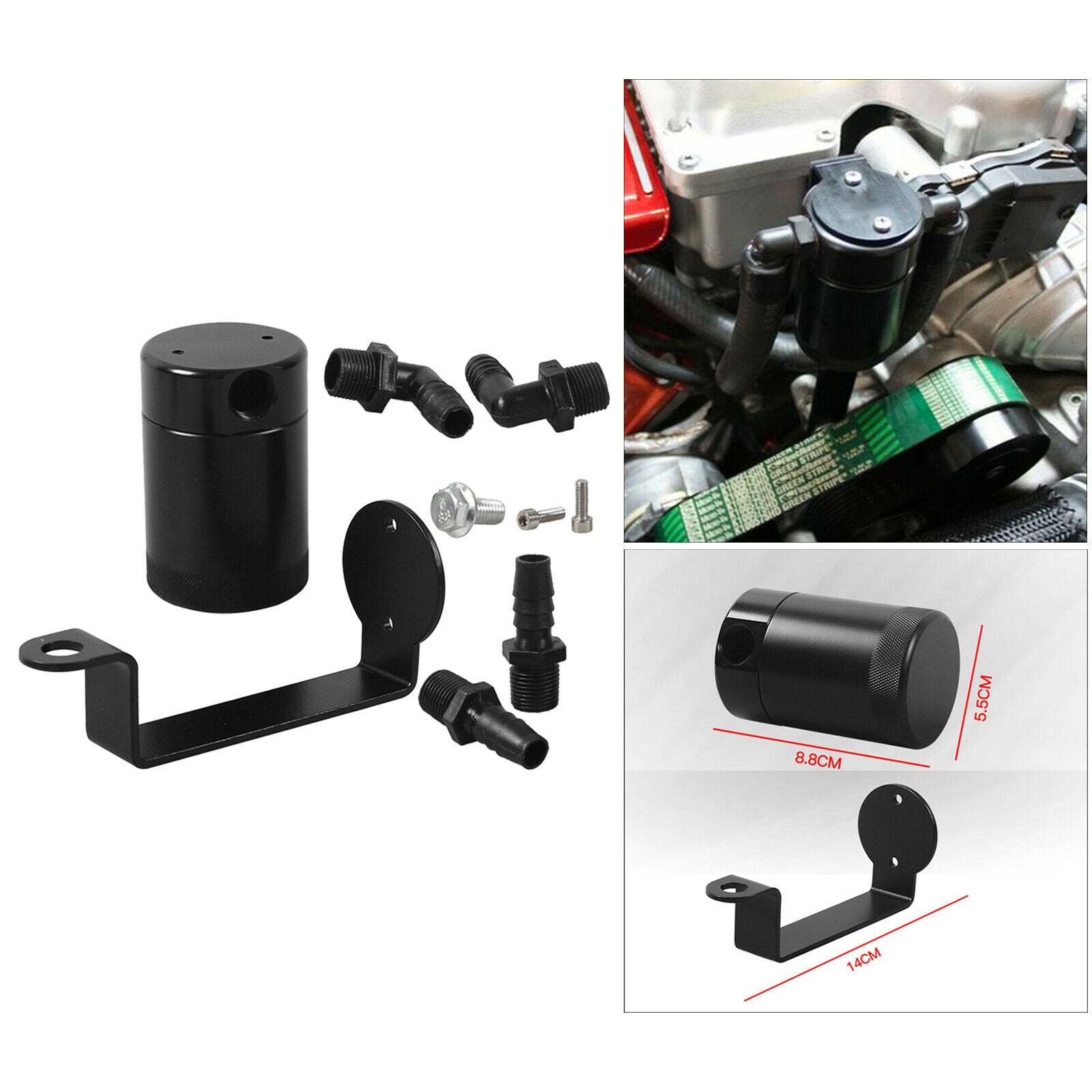 Oil Separator Performance 3060P-B Black Catch Tank Fit for Passenger Side