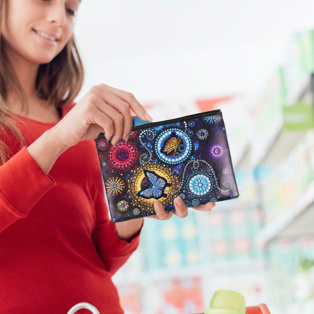 DIY Butterfly Special Shaped Diamond Painting Wristlet Clutch Women Wallet @