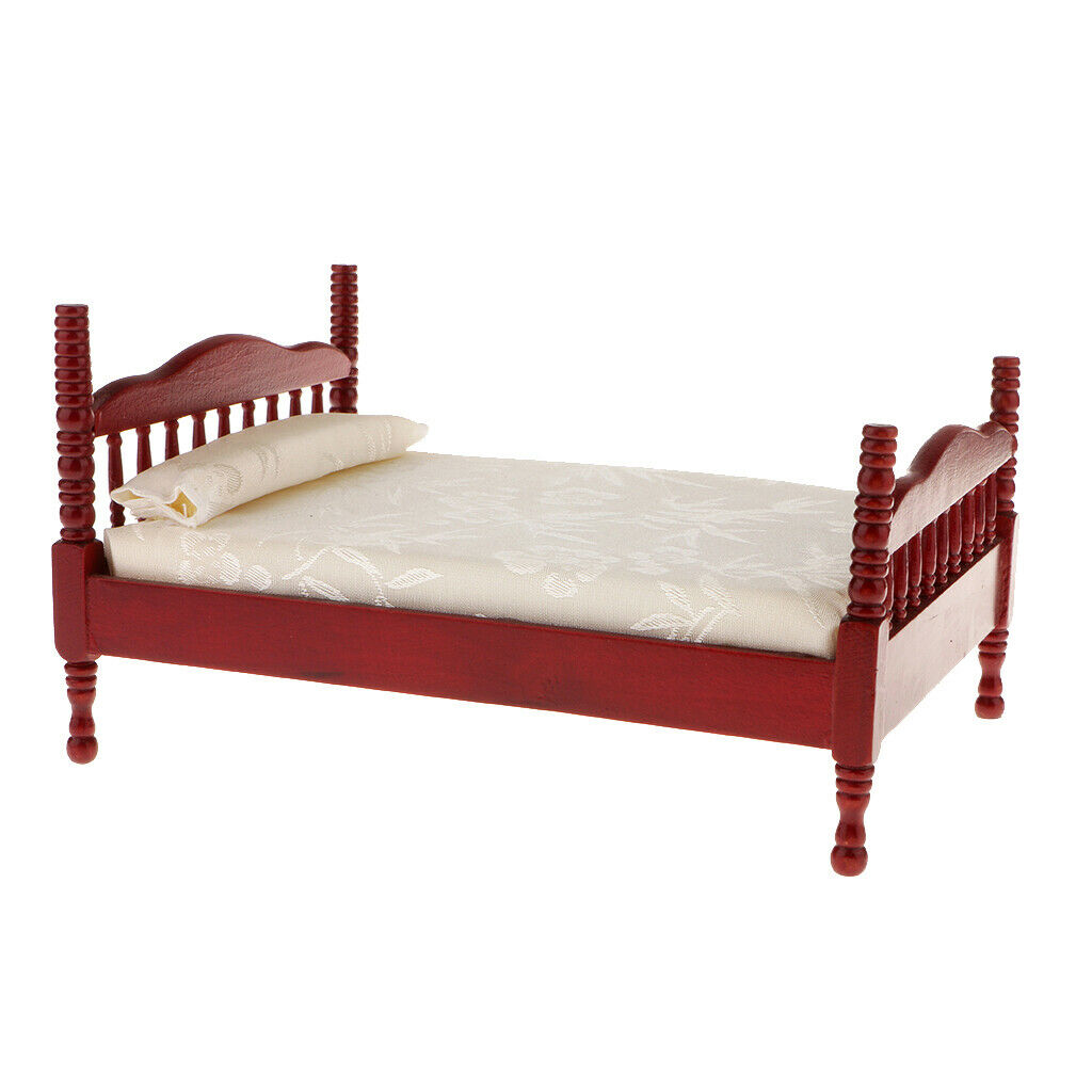 Pack of 3 1:12 Scale Miniatures Bedroom Furniture Double Bed Dresser Closet
