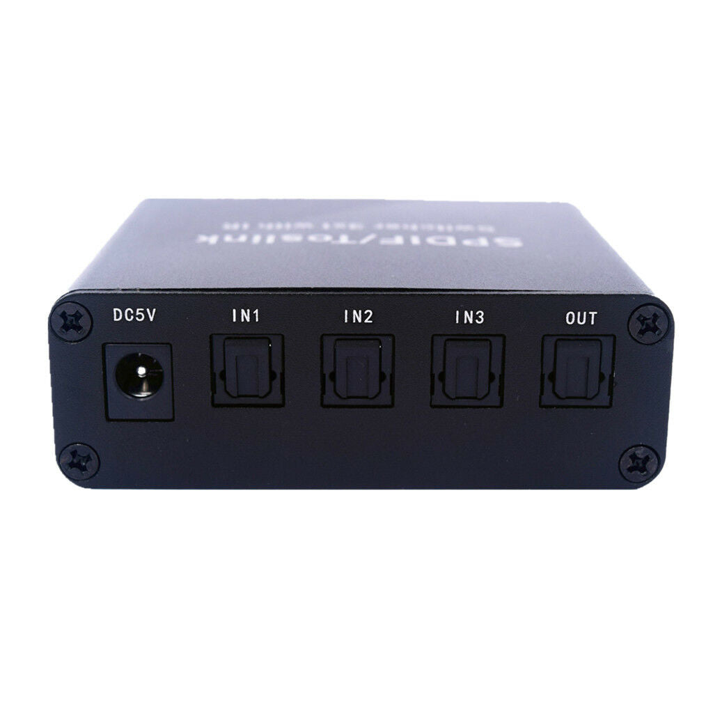 Toslink Digital Optical Audio Switcher 3x1 Selector Box with Remote Control