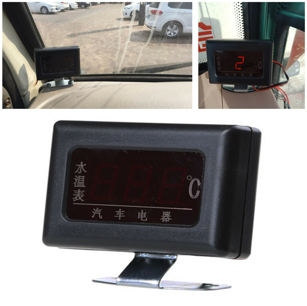 12V 24V Red Digital Water Temperature Gauges for Car + Sensor Head Plug 10MM