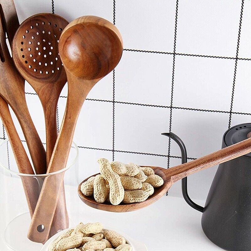 Healthy Cooking Utensils Set Wooden Cooking Tools Natural Nonstick Hard Wood SD5