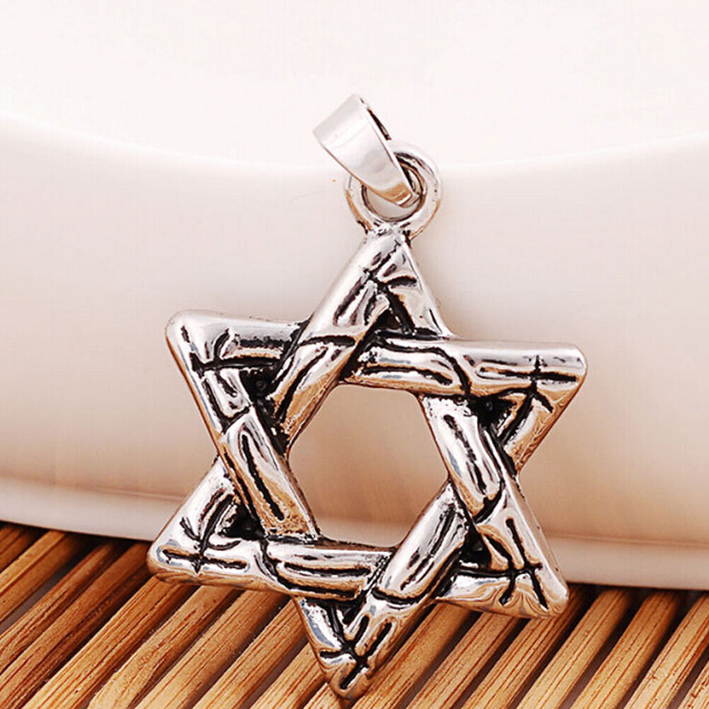 1 Pcs Hexagram Jewish Star Charm Pendant Necklace Chain Choker Necklace .l8