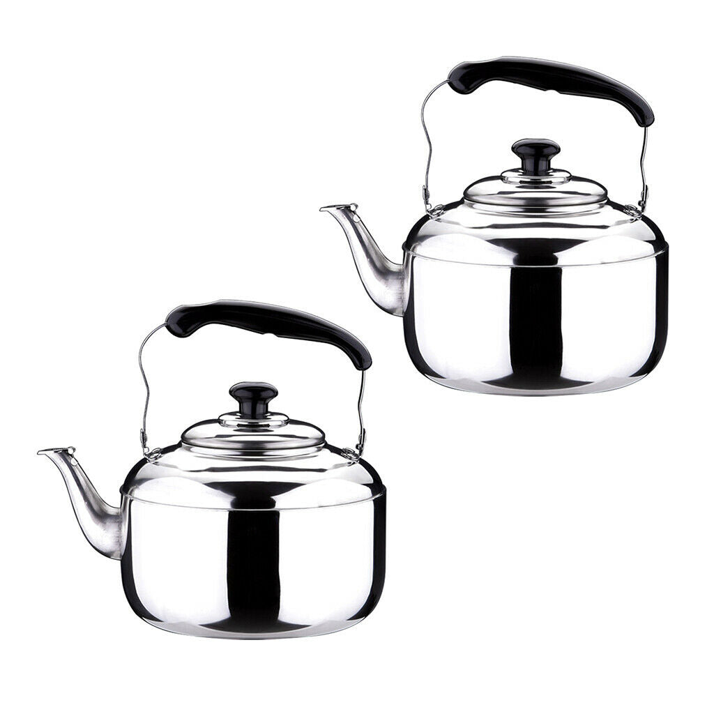 2x Stainless Steel Whistling Tea Kettle Coffee Kitchen Stovetop Induction 4L
