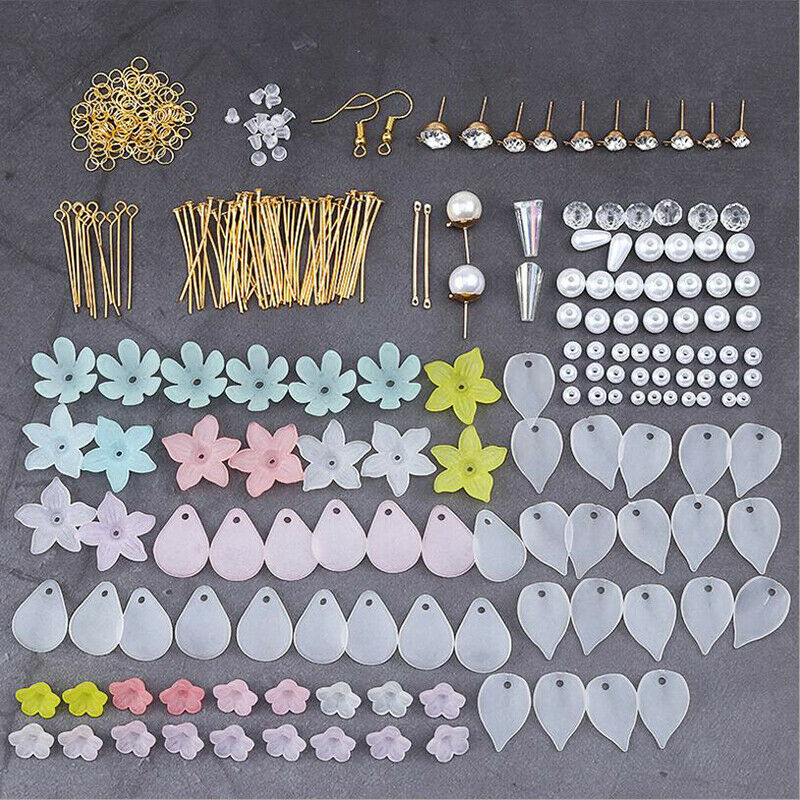 7 Pairs Mix Flower Drop Earrings Material DIY Handmade Jewelry Making Set.l8