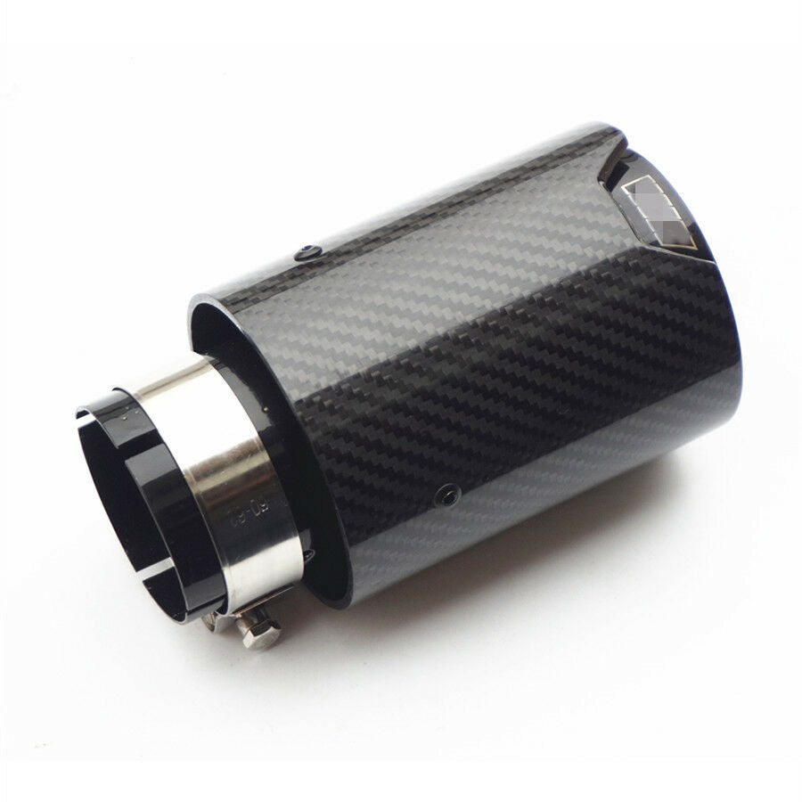 2.5'' in-3.5'' out Universal Car Real Carbon Fiber Exhaust End Tips Glossy Black