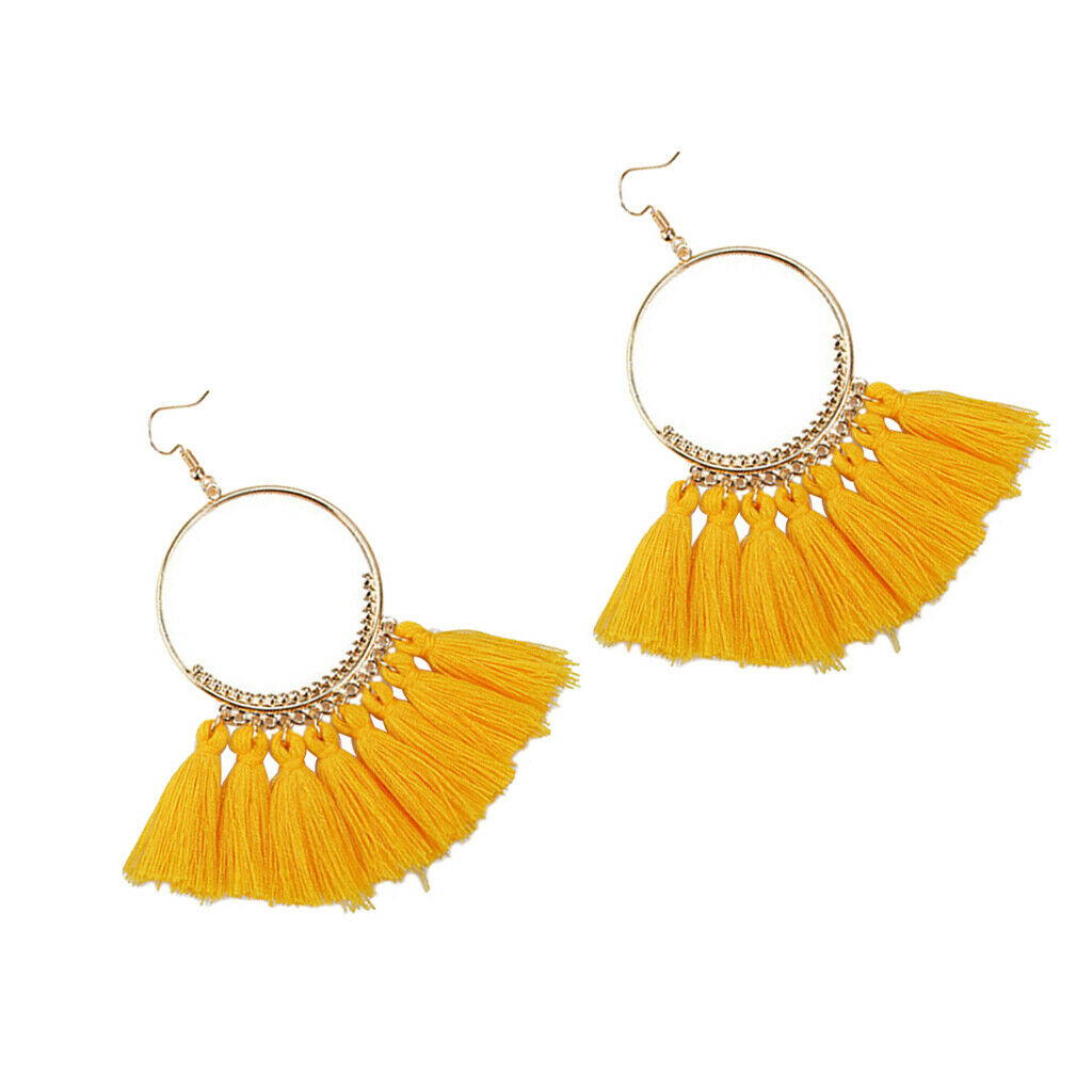 1Pair Drop Earrings Women Dangle Earrings Glaze Glass Droplets Yellow