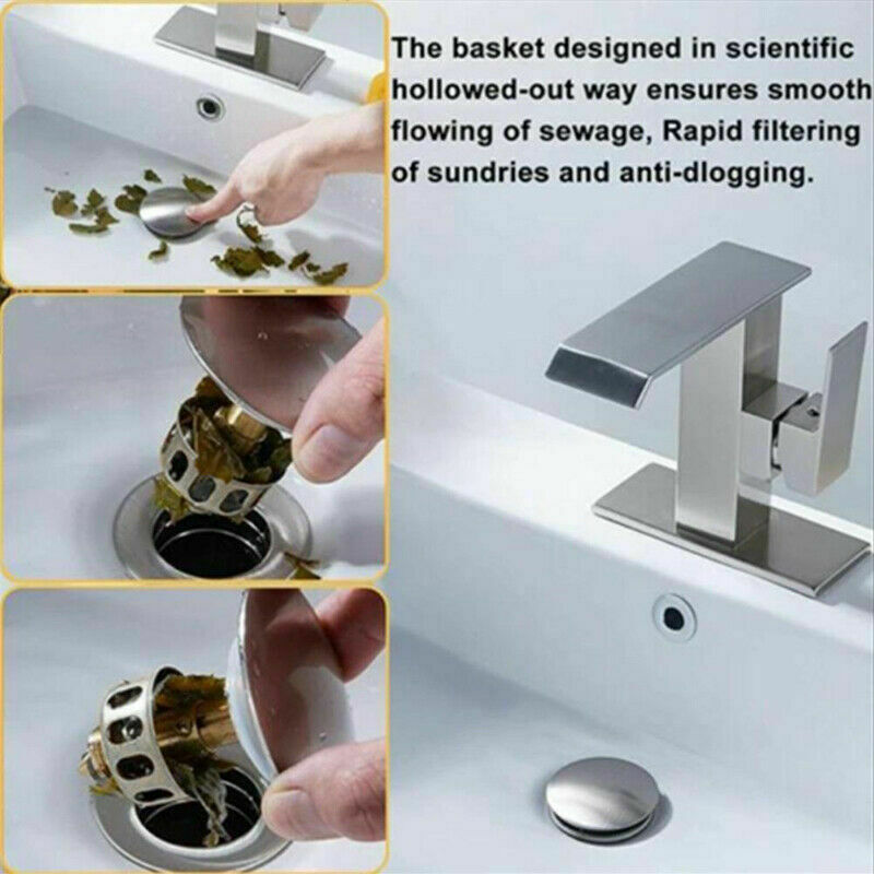 Universal Wash Basin Bounce Drain Filter Sink Drain Vanity Stopper Hair Catc SJ