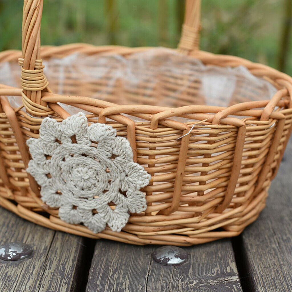 Weaving Basket Hand-Woven Crafts Floral Natural Storage Box for Family Party