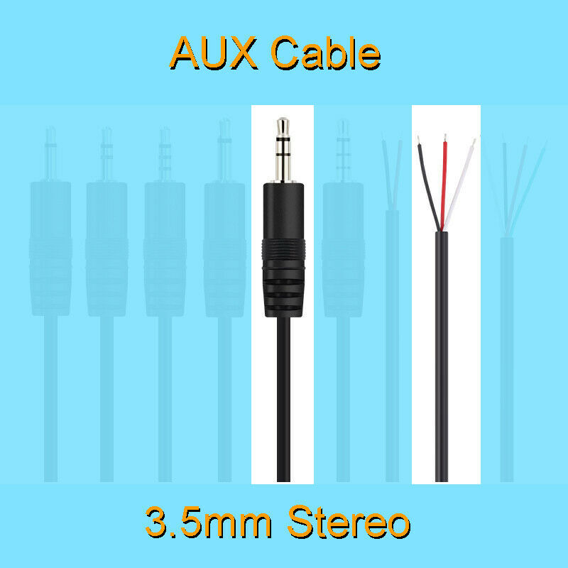 10pcs 30cm 1Ft Stereo Audio AUX Cord 3.5mm 1/8" Male 3 Wire DIY Pigtail Cable