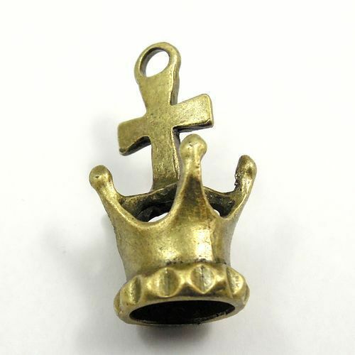 39x22x22mm Antiqued bronze alloy crown charm dangle pendant jewelry findings 8x