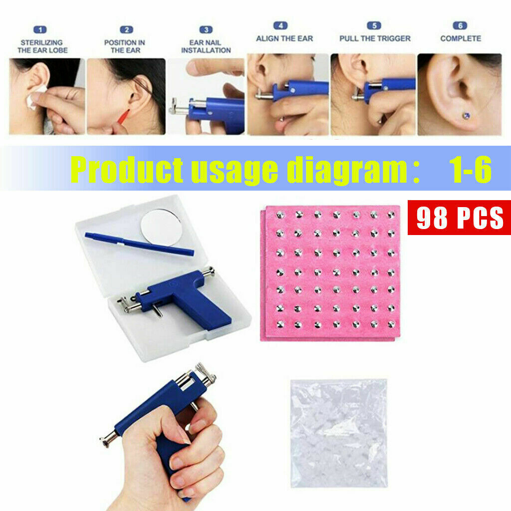 Stainless Steel Ear Piercing Gun Body Piercing Tools Kit Ear Nose Navel Piercing