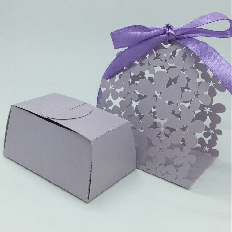 20pcs Favor Gift Ribbon Hollow Sweet Candy Boxes Wedding Baby Shower Party