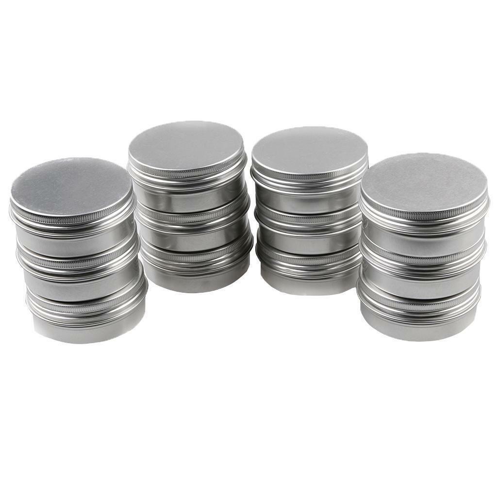 12 Metal Tin Storage Jar Containers Screw Top Lids Storing Make Up Candles Box