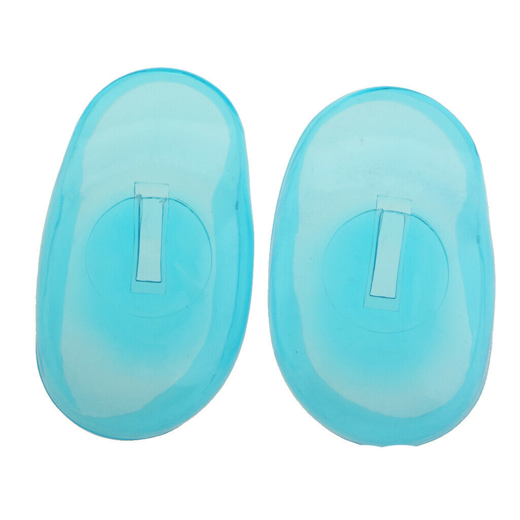 3 Pair Hair Dye Tint Perm Ear Cover Protector Bathing Shower Ear Shield Blue