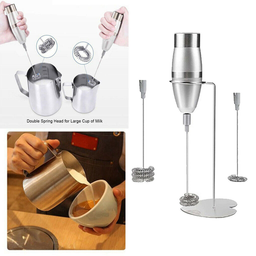 Stainless Steel Milk Frother Handheld Foam Maker Drink Mixer with Whisk Head
