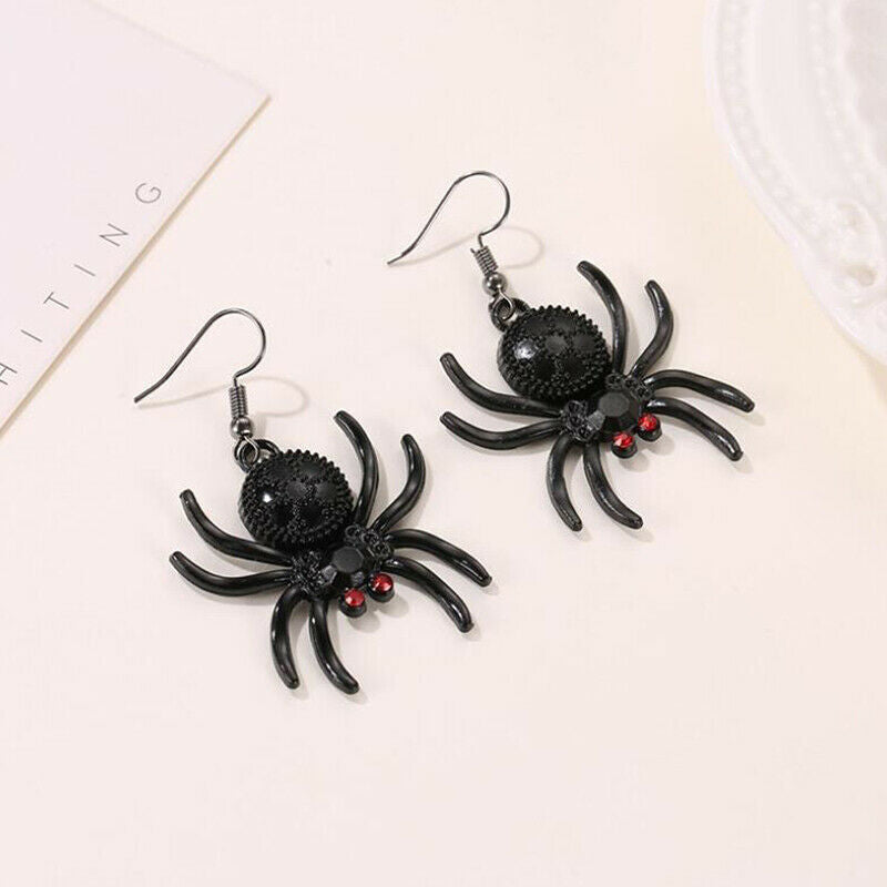 Gothic Halloween Crystal Spider Drop Dangle Earrings Hip Hop Party Jewelry Gi Rf