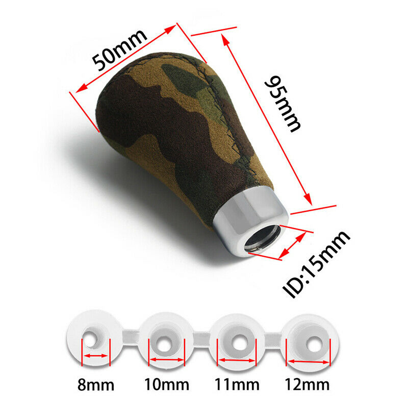 Car Shifter Gear Stick Knob Head Manual Automatic w/ 4 Adapters 8,10,11,12mm