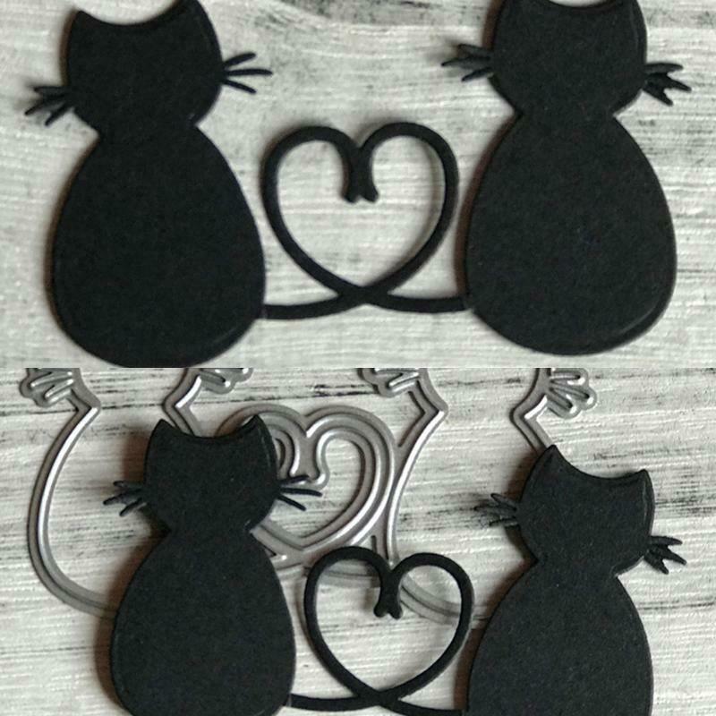 Heart Couple Cat Metal Cutting Dies Stencil Scrapbooking DIY Album Stamp Paper