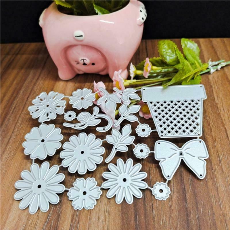 Flower Pot Metal Die Cuts Stencils Set DIY Scrapbooking Paper Crafts Cutting Die