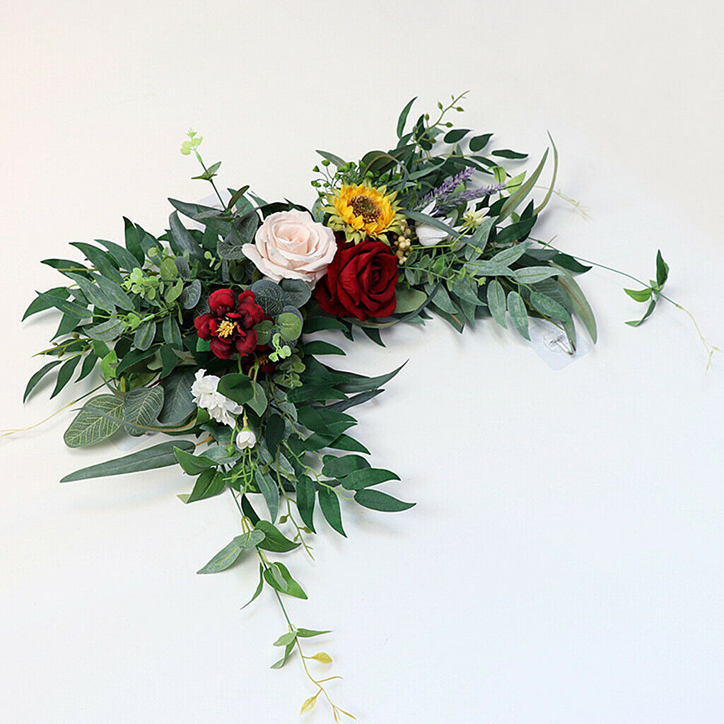 Artificial Wedding Arch Swag Flower Wreath Ornament Door Rose Decorative